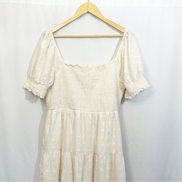 Sold American Eagle Short Sleeve Smocked Eyelet Dress in Ivory - Picture 6 of 11